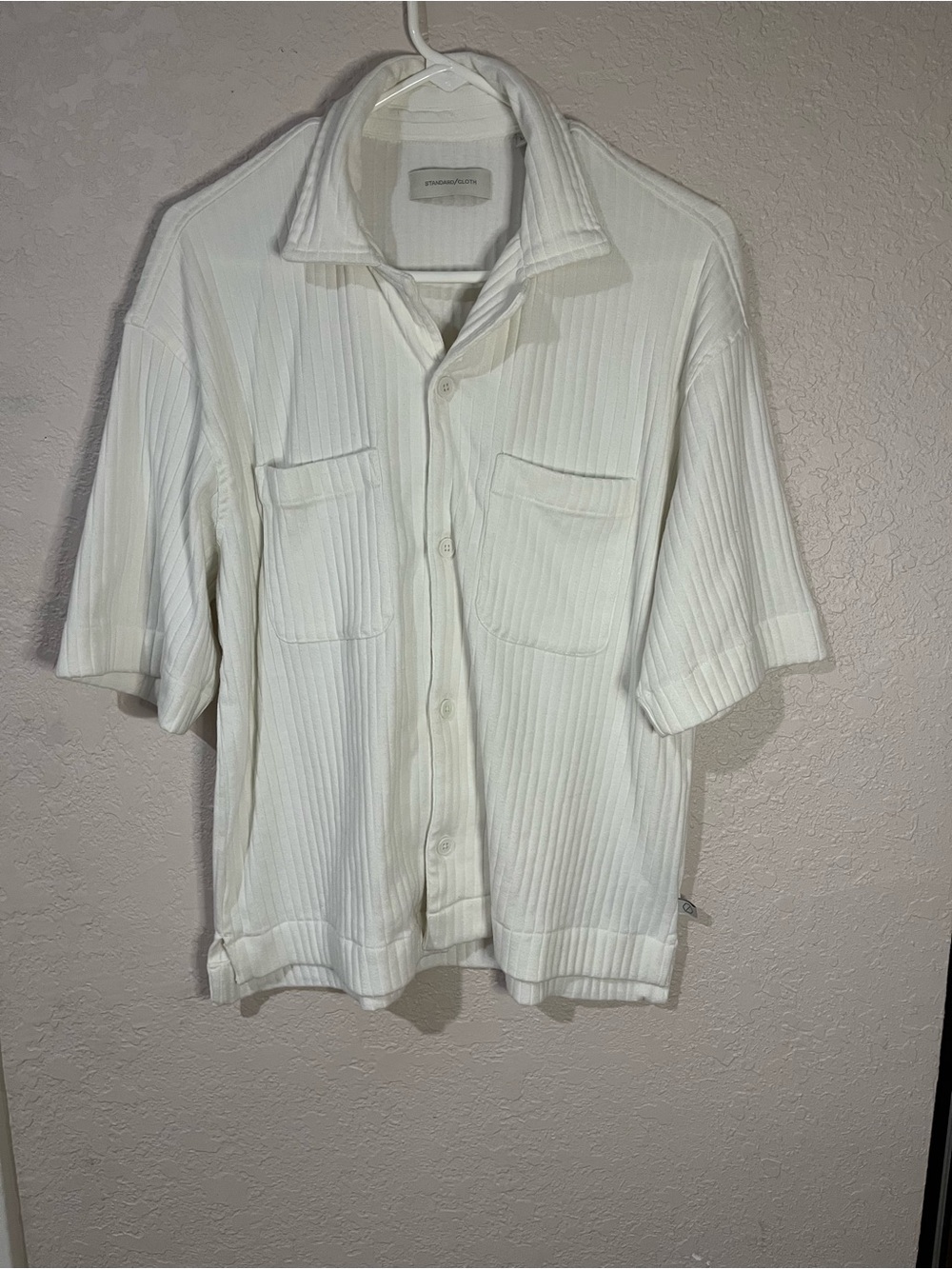 Standard Cloth White Short Sleeve Button-Down Shirt